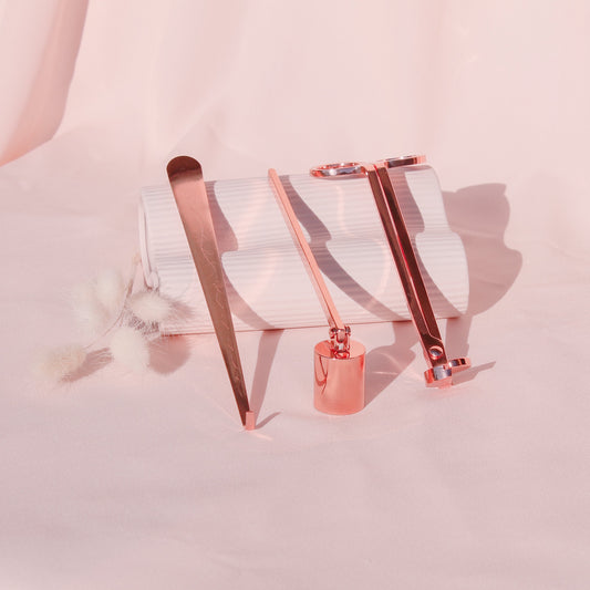 Candle Care Kit With Tray - Rose Gold